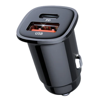 USB C Carregador de Carro 30W Mini Metal Rápido USB Carregador de Carro Adaptador de PD QC 3.0 Porta Dupla para Celular GPS Dropshipping