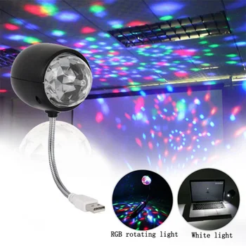 USB Mini-Discoteca Magia Bola de Luz RGB Projeção da Fase do DIODO emissor de DJ, Luzes Portáteis Efeito Mágico da Lâmpada para o Partido Carro Barra Clube Projetor
