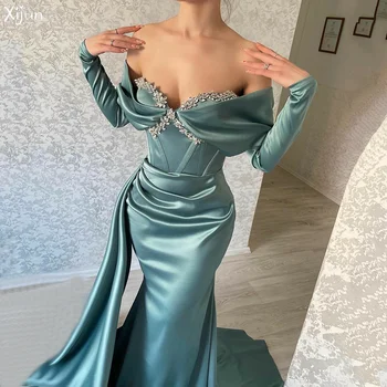 Xijun Elegante Beading Sereia Vestidos De Baile Querida Cristal Vestidos De Noite Fora Do Ombro Formal Vestido De Festa Para As Mulheres 2022