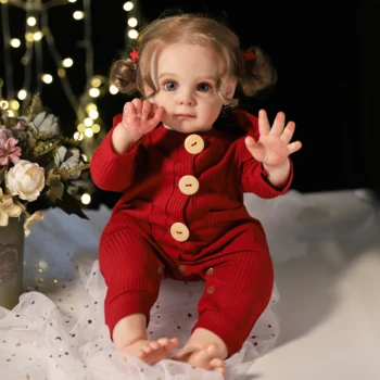ZIYIUI 60cm Mão Enraizada Cabelo Renascer Bonecas 3D Pele Visível Veias Realistas feitos à mão Roupas Vermelhas Renascer Criança Menina de Brinquedo de Presente de Natal