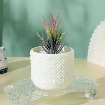 Útil Flor Recipiente Anti-deformadas Ornamentais Bordas Arredondadas Textura 3D Vaso de Flor